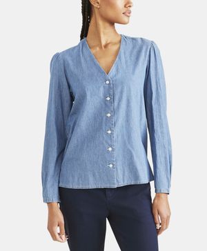Camisa Mujer V-Neck Woven Regular Fit