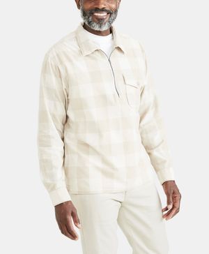 Half-Zip Long Sleeve Relaxed Fit Shirt