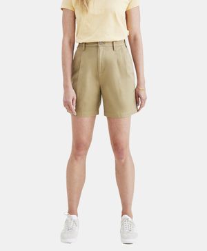 Short Mujer Original Khaki Pleated Regular Fit